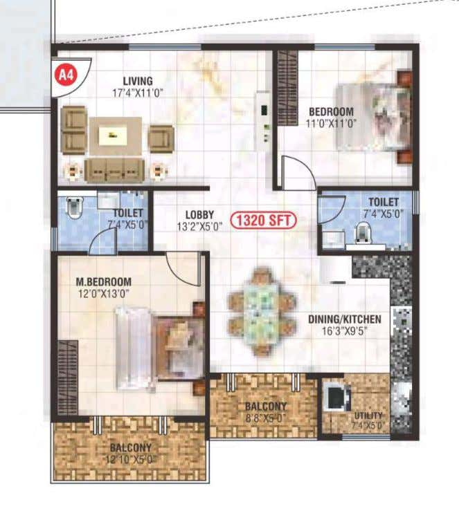 2 BHK Floor Plan